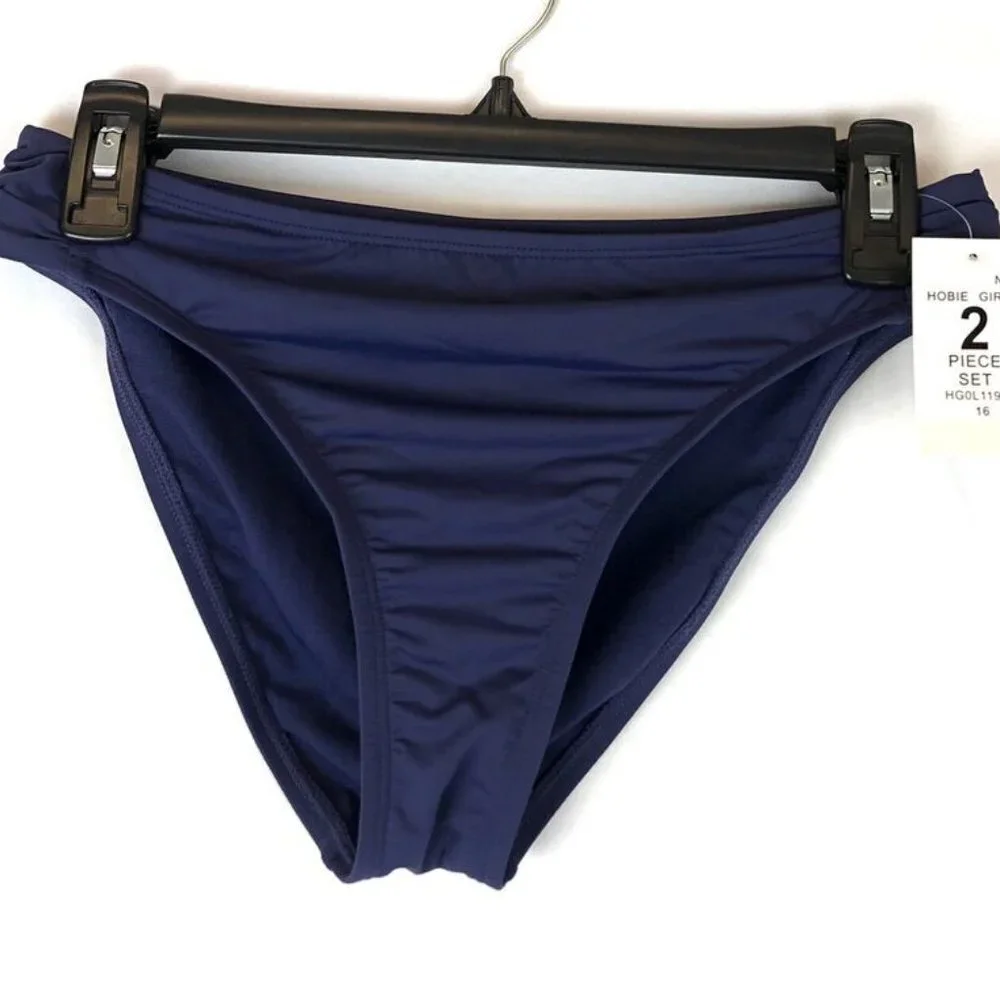 Hobie Girl’s Blue Long Sleeve Rashguard and Bikini Bottom Swimsuit Set Size 16